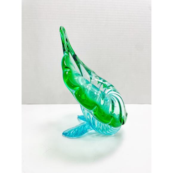 Murano Italian Blown Blue Green Turquoise Glass "Jack In The Pulpit" Vase - Picture 6 of 16